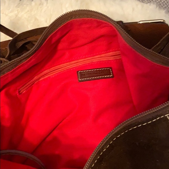 Dooney & Burke Chocolate Suede Fringe Bag - Picture 6 of 9